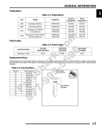 2009 Polaris Sportsman 500 HO, 500 EFI, X2 500 EFI, Touring 500 EFI manual Preview image 3