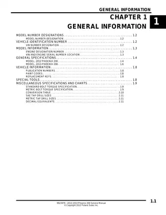 2012-2013 Polaris Phoenix 200 ATV service manual Preview image 5