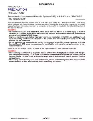 2014 Nissan Altima repair manual Preview image 2