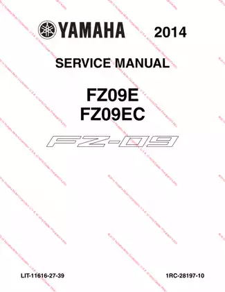 2014 Yamaha FZ-09, FZ-09E, FZ-09EC service manual Preview image 1