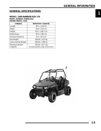 2009 Polaris Ranger RZR 170 UTV repair manual Preview image 5