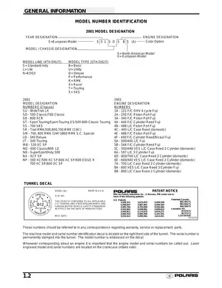 2001 Polaris 500, 600, 700, 800, Indy, Edge, X, XC, XCR, SP snowmobile manual Preview image 3