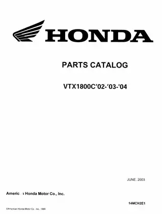 2002-2009 Honda VTX1800, VTX1800C parts catalog Preview image 1