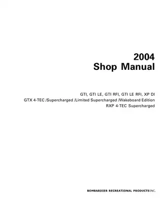 2004 BRP Sea-Doo GTI;GTI International;GTI LE;GTI RFI;GTI RFI LE;XP Di GTX 4-TEC;Supercharged;Limited supercharged;Wakeboard Edition RXP 4-TEC supercharged manual Preview image 2