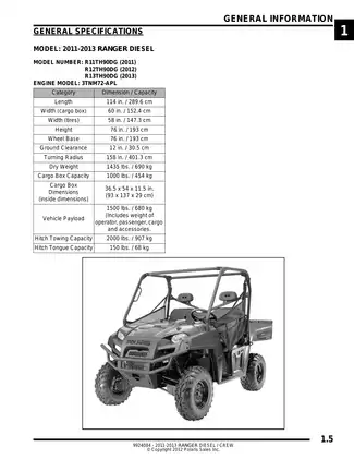 2011-2013 Polaris Ranger Diesel UTV manual Preview image 5