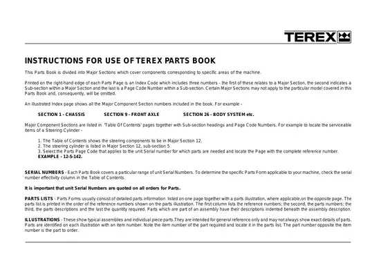 Terex 2566, 2566B articulated truck parts book Preview image 5