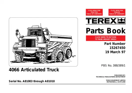 Terex 4066, 4066B, 4066C articulated trucks and backhoes Master Illustrated Parts Book Preview image 2