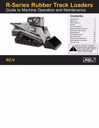 ASV RCV Skid Steer Track Loader manual set, parts operators manual Preview image 1
