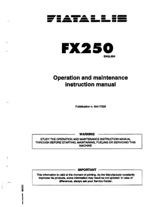 FiatAllis FX250 excavator operation and maintenance instruction manual Preview image 3