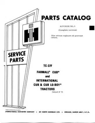 1947 to 1979 International Harvester (IH) Farmall Cub and Cub Lo-Boy TC37F tractor master parts catalog Preview image 3