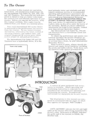 Cub Cadet International 72, 104, 105, 124, 125 tractor operations & maintenance manual Preview image 3