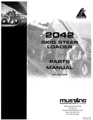 Mustang 2042 skid steer loader master parts manual Preview image 1