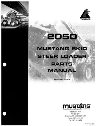 Mustang 2050 skid steer loader master parts manual Preview image 1