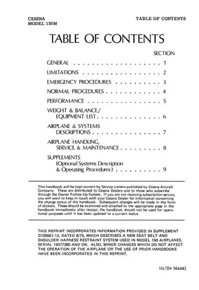 Cessna 150M aircraft Pilots Operating Handbook (1976) POH Preview image 5