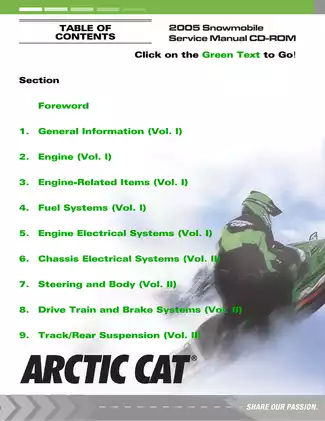 2005 Arctic Cat snowmobile manual Preview image 1