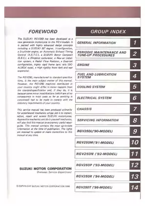 1989-1996 Suzuki RGV250 K/L/M/N/P/R/T service manual Preview image 2