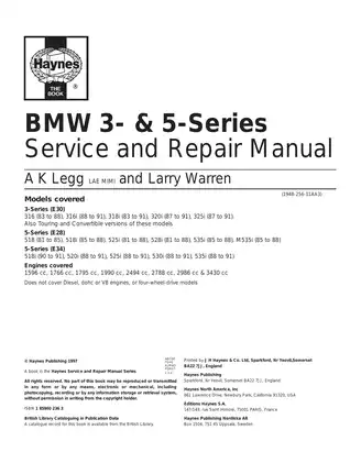 1987-1991 BMW 325i service and repair manual Preview image 1