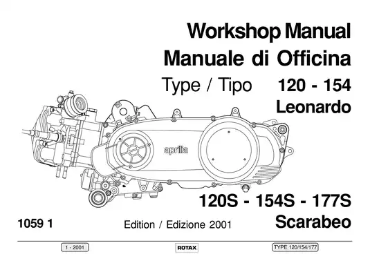 Aprilia Rotax engine 120-154S, S177 workshop manual, 2001 edition Preview image 1