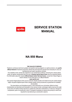 Aprilia NA Mana 850 service station manual Preview image 2