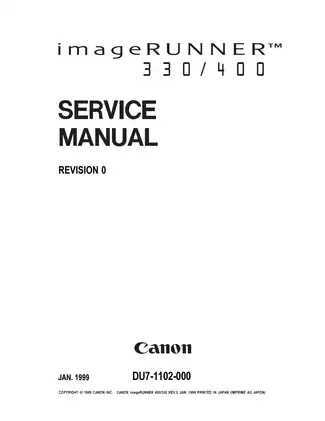 Canon ImageRUNNER 330, 400 multifunctional digital system service guide Preview image 1