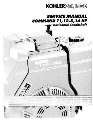 Kohler Command 11 hp, 12.5 hp, 14 hp engine horizontal crankshaft service manual Preview image 1
