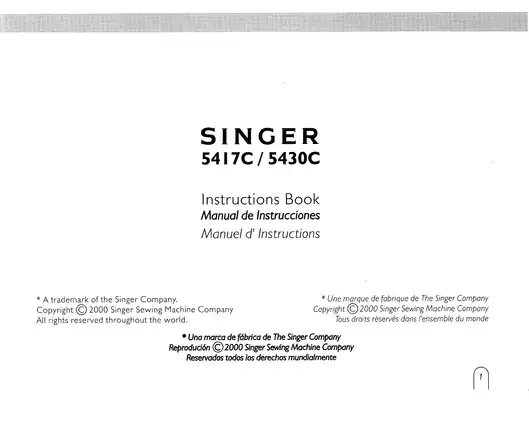 Singer 5417C, 5430C sewing machine instruction book Preview image 3