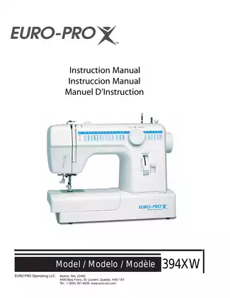 Euro Pro 394XW sewing machine instruction manual Preview image 1