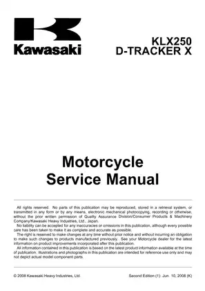 2009 Kawasaki KLX250, D-Tracker X, KLX250S9F, KLX250V9F service manual Preview image 5