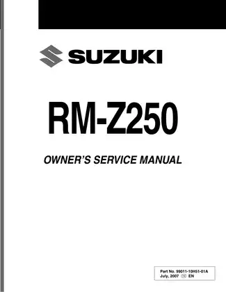 2008 Suzuki RM-Z250 owner´s service manual Preview image 1