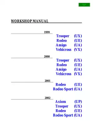 1999-2001 Isuzu Vehicross workshop manual Preview image 2