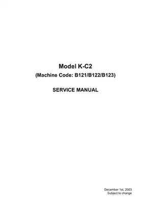 2015 Ricoh Aficio 2018D copier service manual