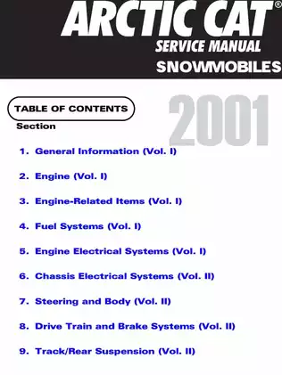 2001 Arctic Cat snowmobile service manual Preview image 1