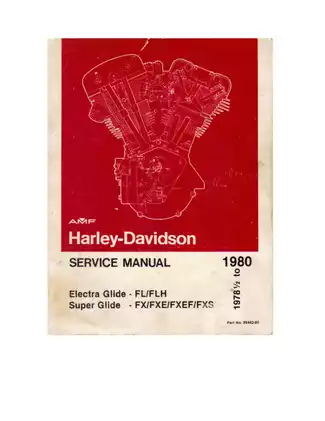 1978-1980 Harley-Davidson Electra Glide, Super Glide FL, FLH, FX, FXE, FXS, FXEF service manual Preview image 1
