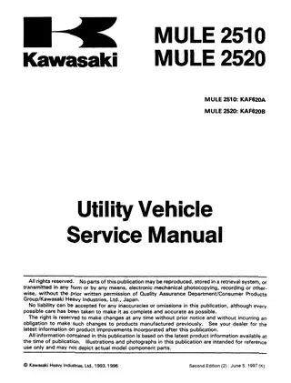 Kawasaki Mule 2510, 2520 service manual Preview image 3