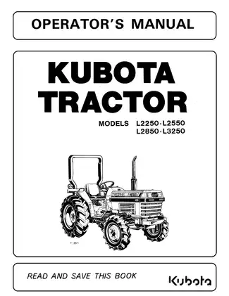 Kubota L2250, L2550, L2850, L3250 compact utility tractor operators manual Preview image 1