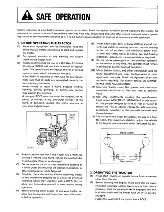 Kubota L2250, L2550, L2850, L3250 compact utility tractor operators manual Preview image 5