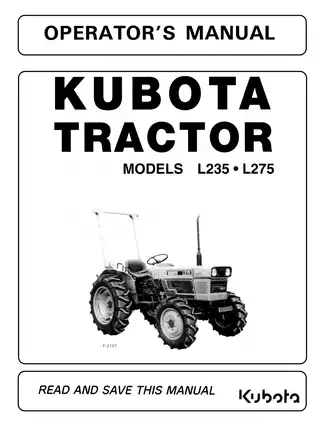 Kubota L235, L275, L235DT, L275DT compact utility tractor operator´s manual Preview image 1