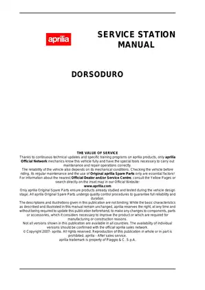 Aprilia Dorsoduro 750 service manual Preview image 2
