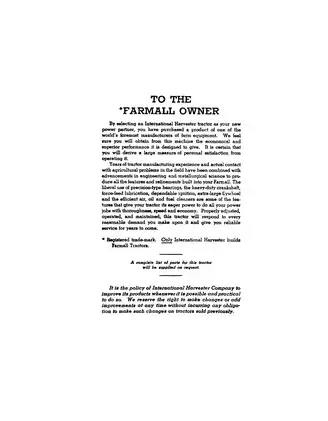 1939-1953 Farmall H, HV IH international tractor operators owners manual Preview image 3