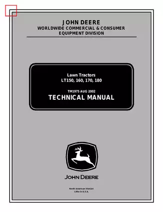 John Deere LT-150, LT-160, LT-170, LT-180 (LT series) lawn tractor technical manual Preview image 1