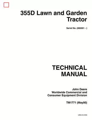 John Deere 355D garden tractor technical manual Preview image 1