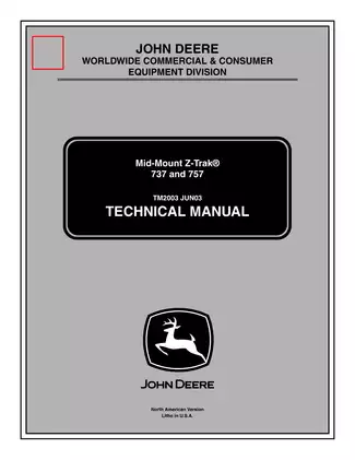John Deere Z-Trak 737, 757 mid-mount lawn mower technical manual  Preview image 1