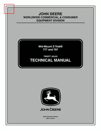 John Deere Z-Trak 777, Z-Trak 797 lawn mower technical manual Preview image 1