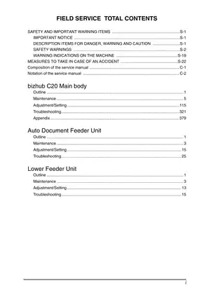 Konica Minolta Bizhub C20 multifunctional color laser printer service manual Preview image 2
