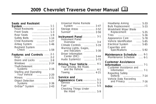 2009-2010 Chevrolet Traverse owner manual Preview image 1