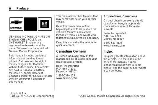 2009-2010 Chevrolet Traverse owner manual Preview image 2