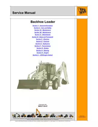 JCB 2CX, 210, 212 Backhoe Loader service manual Preview image 1