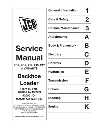 JCB 3CX, 4CX, 214, 214E, 215, 217 backhoe loader service manual Preview image 1