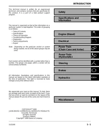 John Deere 240, 250 skid steer technical manual Preview image 3