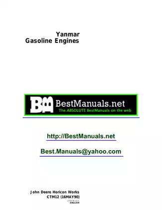John Deere Yanmar gasoline engine 322, F912, F932 service manual Preview image 1